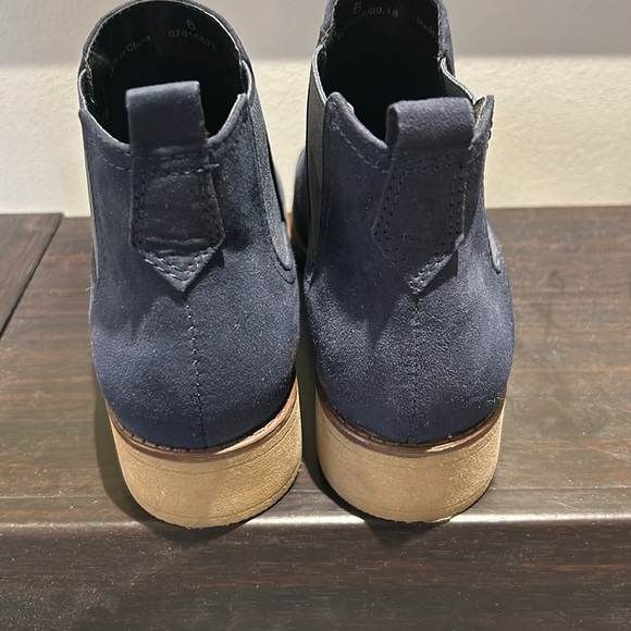 Navy Suede Stretch Boots - Picture 2 of 2